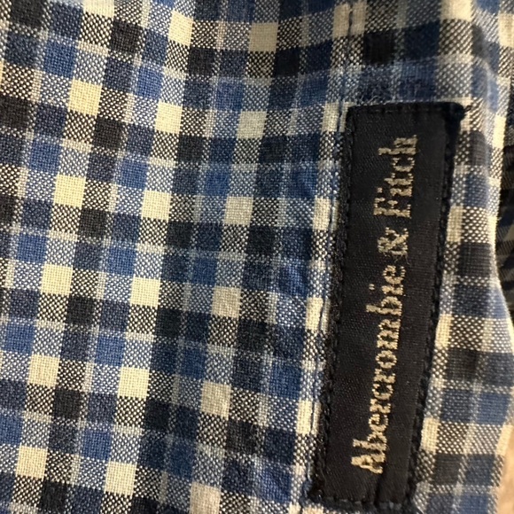Vtg Abercrombie & Fitch Long Sleeve Button Shirt Plaid Blue Mens Preppy Size L - Picture 5 of 6